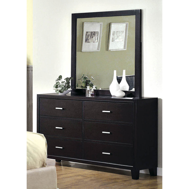 Commode combinée 6 tiroirs avec miroir Aniylah