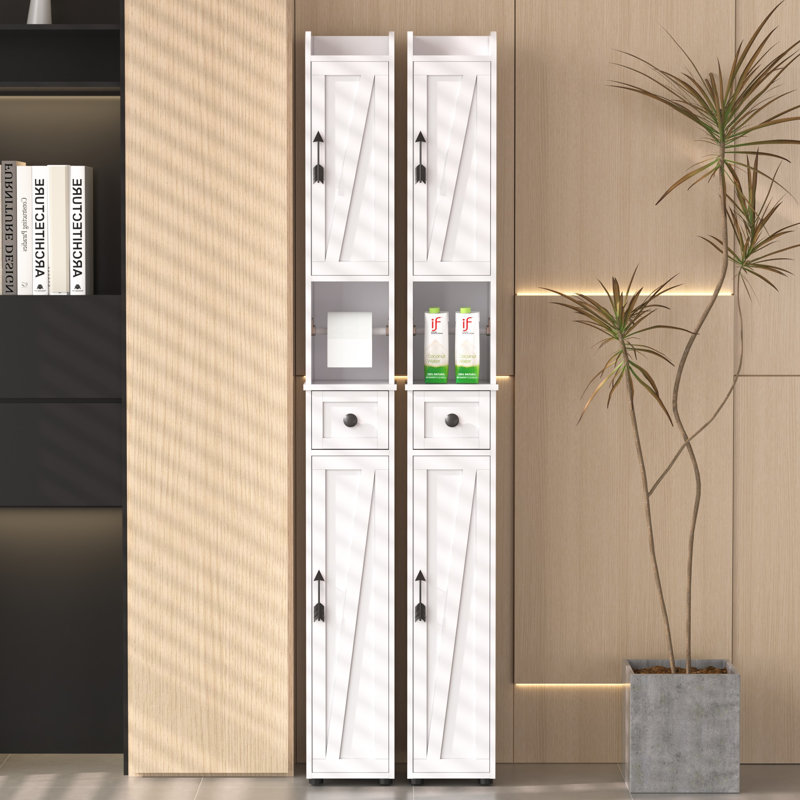 2 Pack Tall Narrow Display Rack, Freestanding Bathroom Storage Cabinet