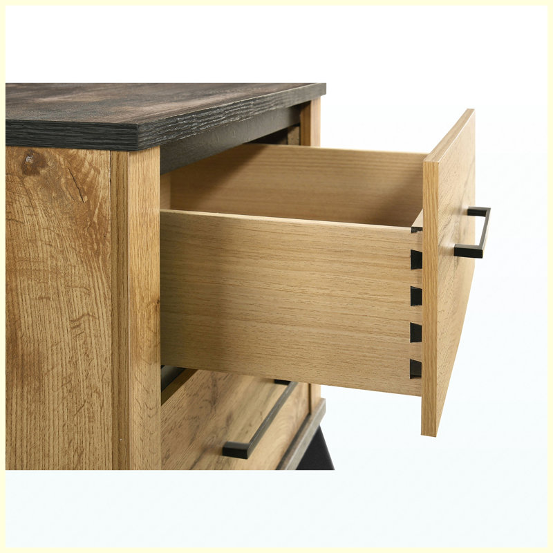 Table de chevet 2 tiroirs Natural Pine