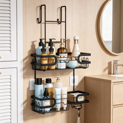 Over the Door Shower Caddy - 14 Hooks, Rust-Proof Stainless Steel, Space-Saving Bathroom Organizer