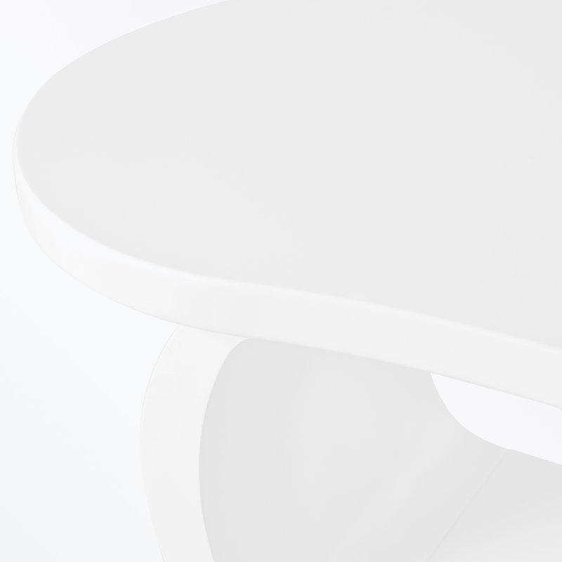 Table basse avec pieds courbés et tablette inférieure, Blanc