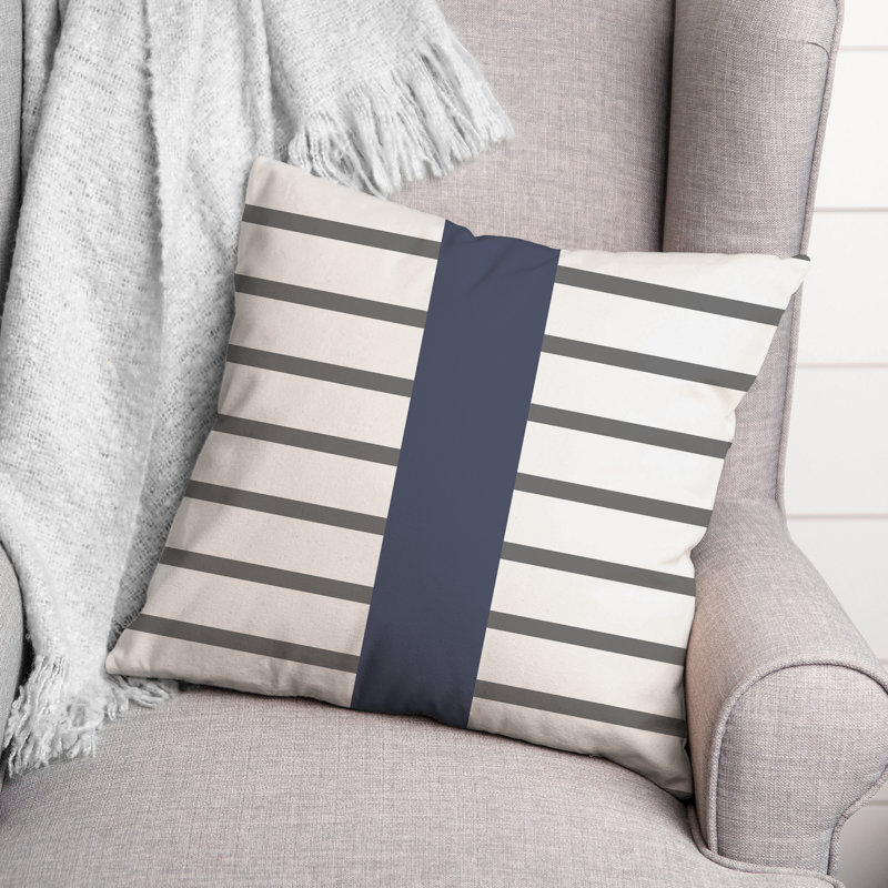 Housse et insert de coussin carré d'extérieur Mirrored Stripes 5, 20 po x 20 po, Bleu