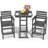 Hdpe Outdoor Patio Bar Set, Tall Adirondack Bar Chair And Table Set (Coffee, 3 Pcs)-114219512