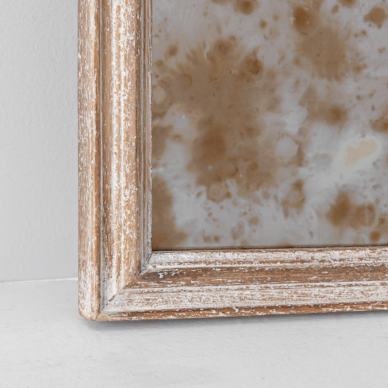 Auriyah Wood Square Wall Mirror, White Wash