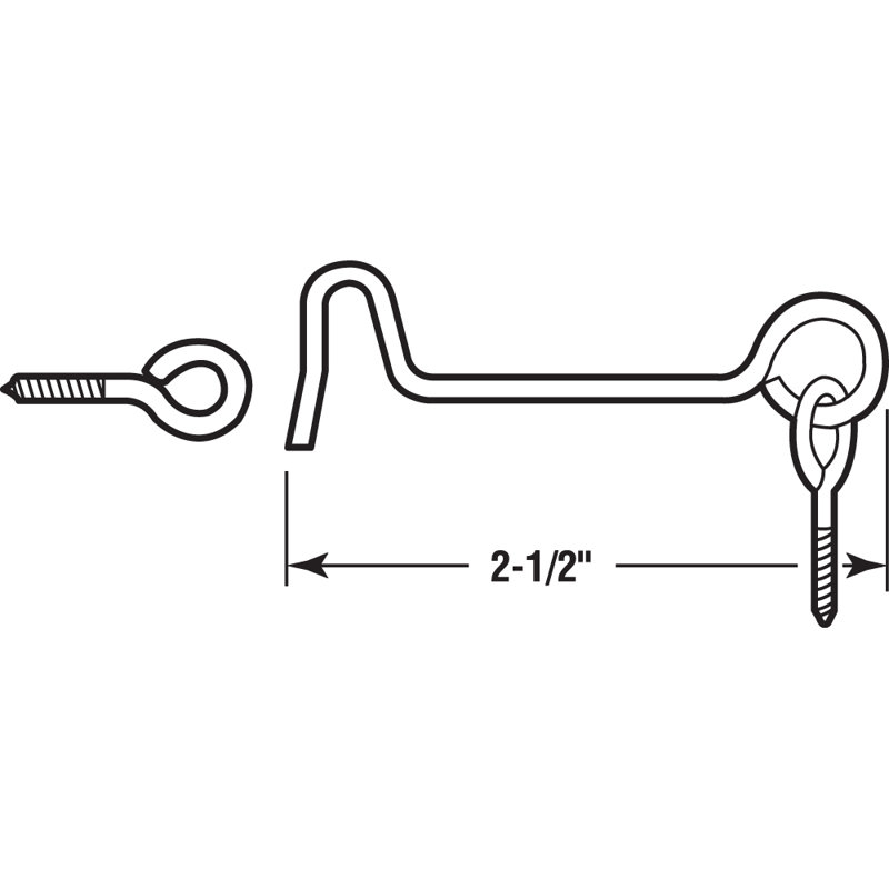 Prime-Line Hook and Eye Latch, Steel Construction, Zinc Plated, 2-1/2 in. Reach