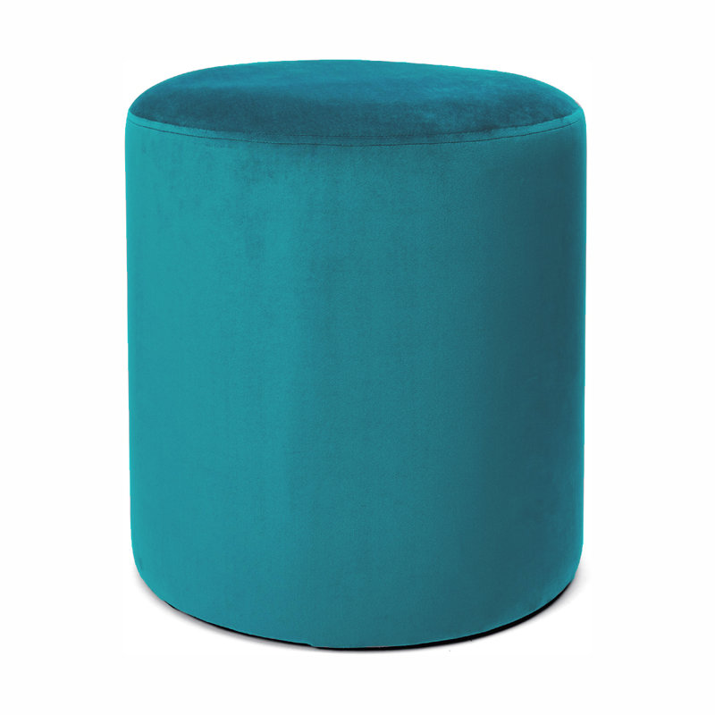 Hensel 28cm Wide Velvet Round Solid Colour Pouffe Ottoman, Mallard