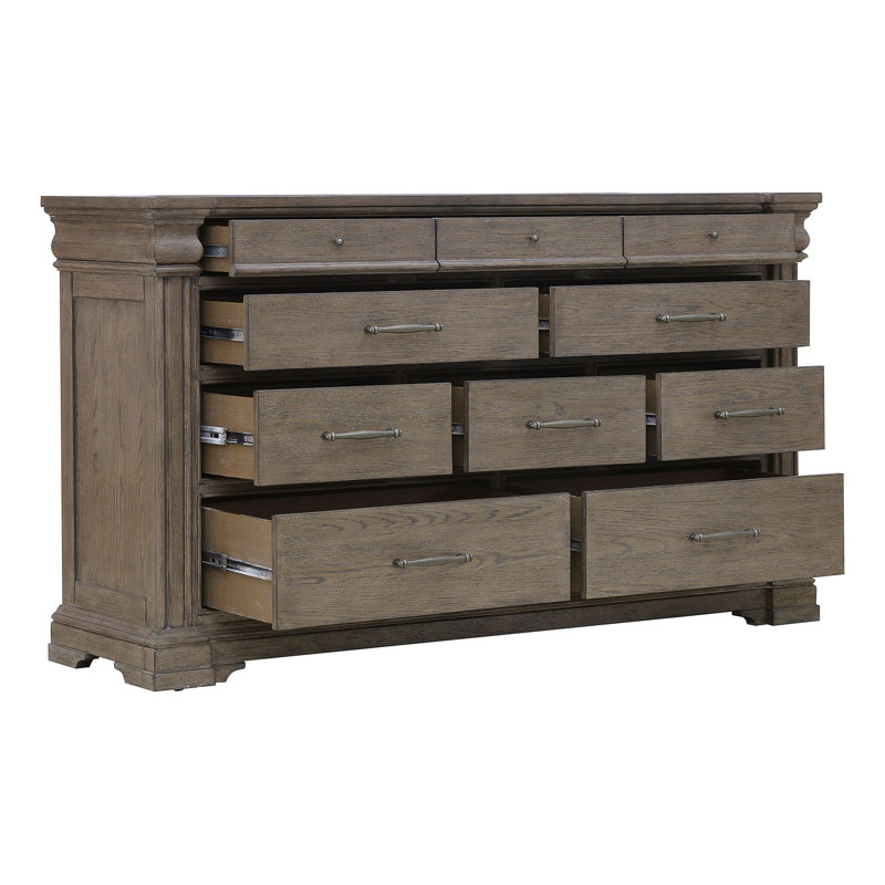 Jahanna 10 Drawer 69.84" W Dresser, Brown