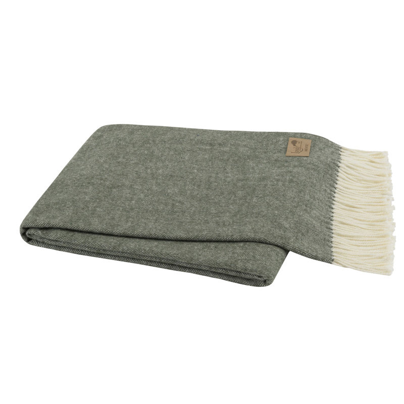 Italian Herringbone Throw Blanket, Hunter