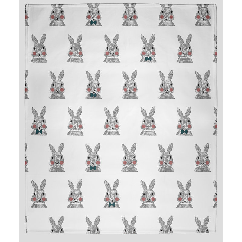  Couverture en molleton Bunny Fluffle, 60 po x 80 po, Vert profond / rouge
