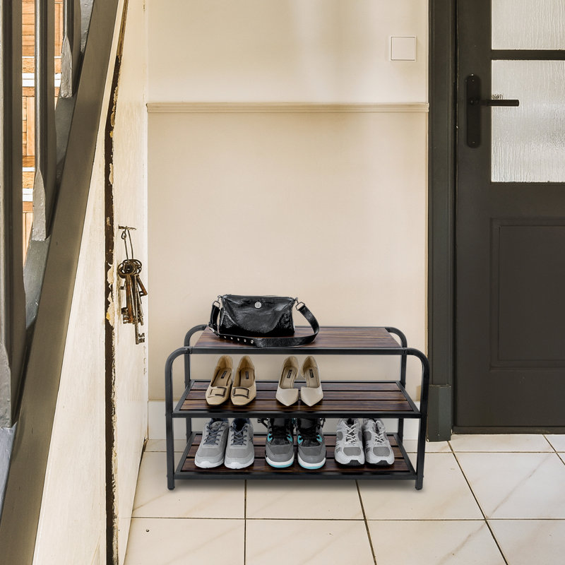 6 Pair Solid Wood Shoe Rack