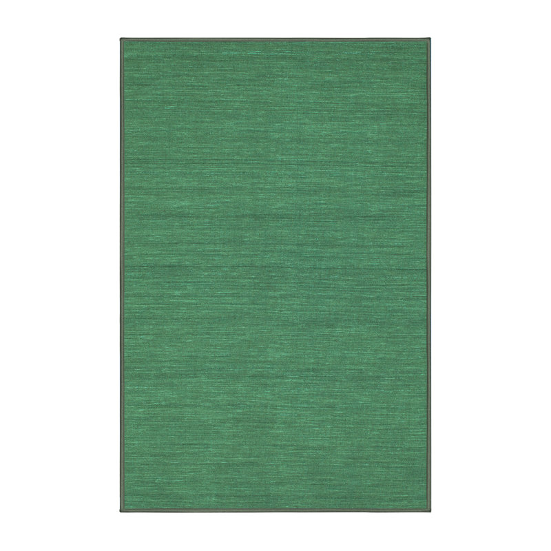 Tapis de couleur unie en laine / polyester tissé à la machine en vert, Tapis de couloir 2 pi x 5 pi