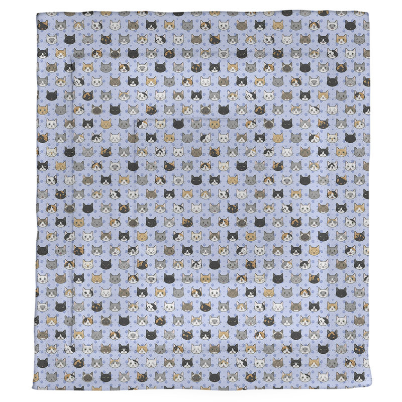 Grand confort réversible pour chat simple kitty Katelyn  Elizabeth, Édredon simple, Bleu