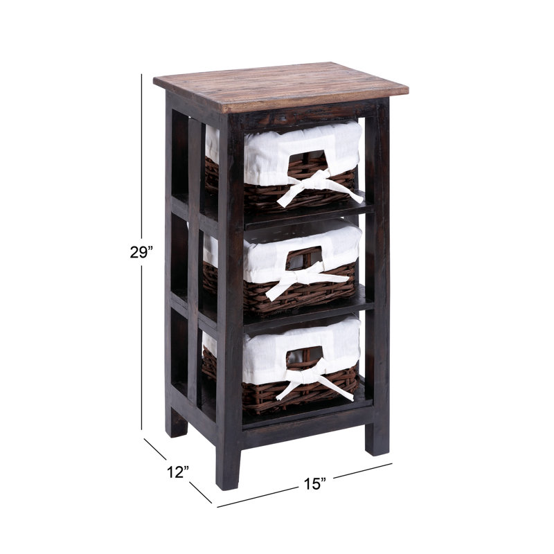 Commode d'appoint 3 tiroirs Nightingale, Naturel/noir