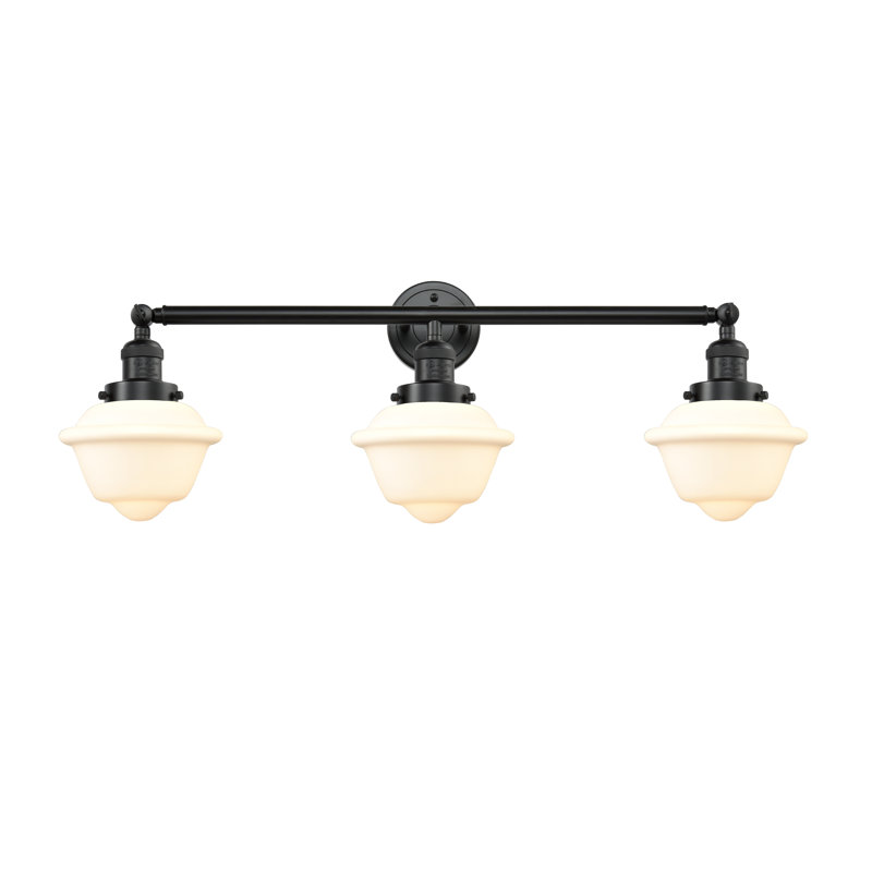 Éclairage de salle de bain 3 lumières à intensité variable Oxford, Blanc mat, Bronze huilé