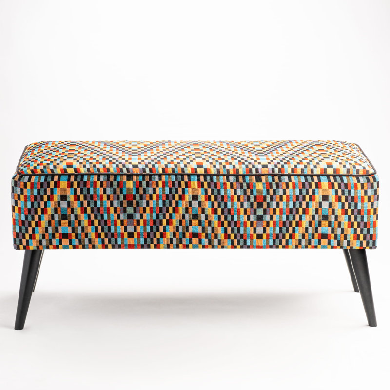 Saxonburg Upholstered Bench, 47 H x 140 W x 30 D cm, Red / Yellow / Blue