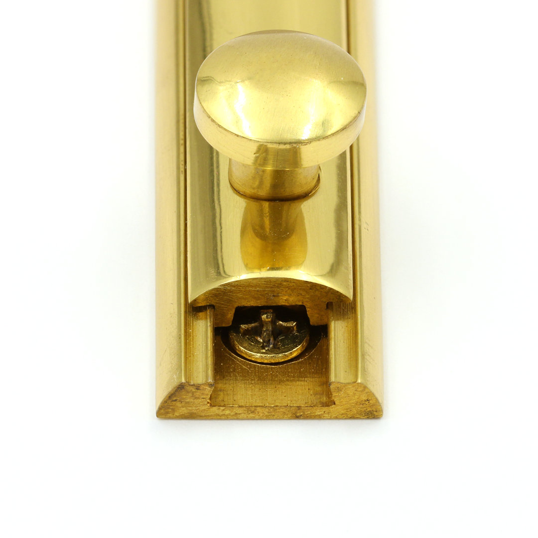 Prime-Line 4 in. Surface Bolt, Solid Brass, Polished Brass Finish (Single Pack) Prime-Line