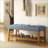 Accent Bench | Contemporary Tufted Light Blue Fabric | Oak Frame | Slatted Storage | Living Room | Light Blue | Fabric-563617230
