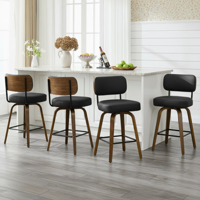 Tabouret de comptoir pivotant rembourré avec structure en bois