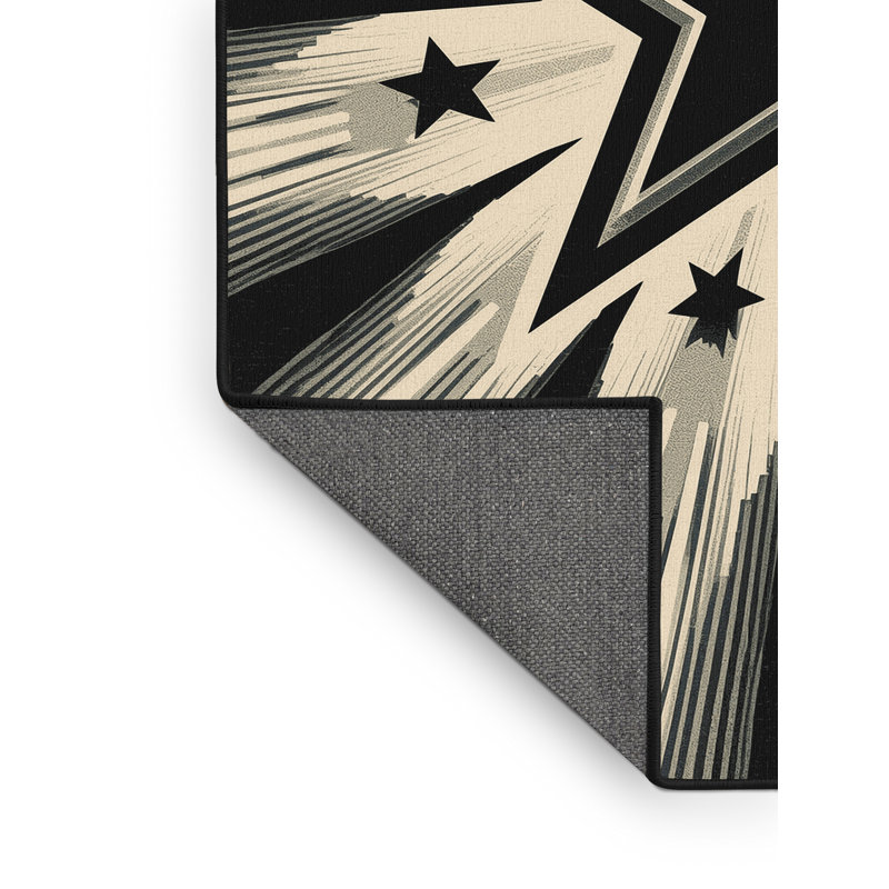 Tapis doux et moelleux de style Mid-Century à motif étincelant beige et noir, 2 pi x 3 pi