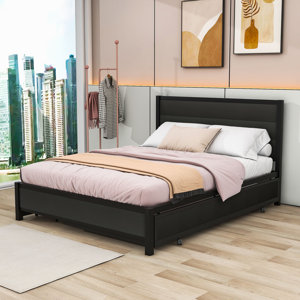Shenelly Queen 2 Drawers Metal Storage Platform Bed with Twin Trundle ( part drawers only, Incomplete)
