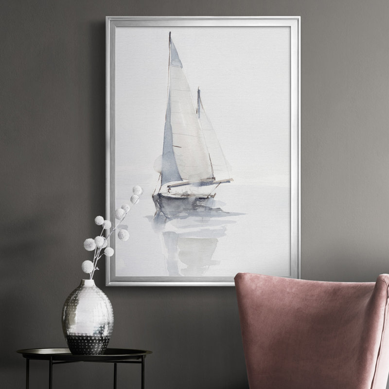 Toile encadrée de qualité supérieure Misty Harbor II - prête à être accrochée, Cadre argenté, H 24,5 po x l 18,5 po x P 1 po