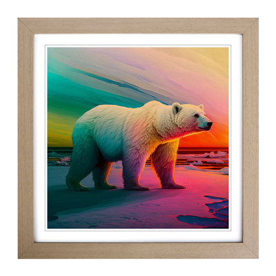 Polar Bear Colour Field - Framed Print