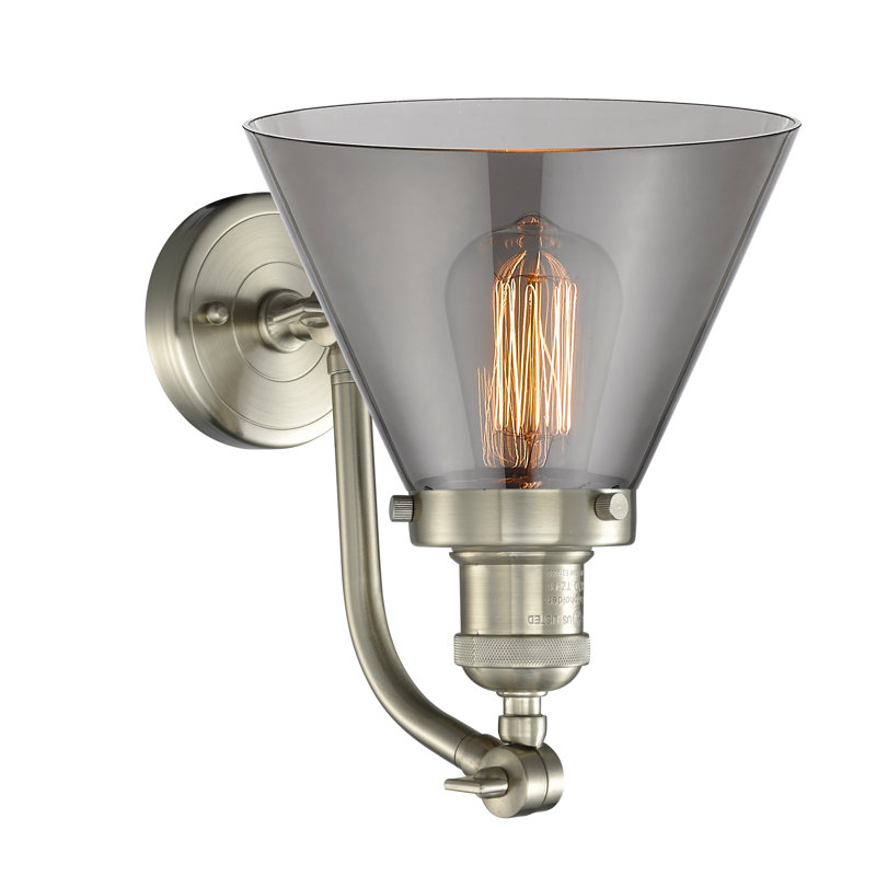 Applique murale 1 lumière Cone, DEL, Bronze frotté à l'huile, Fumé