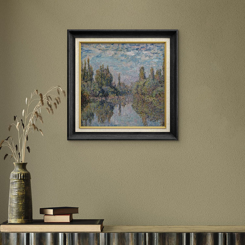 "La rivière de la Seine à Vetheuil" par Claude Monet - Peinture sur toile, Noir