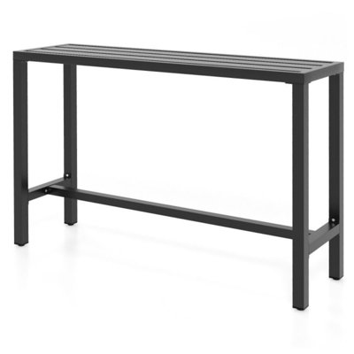 55 Inch Outdoor Bar Table With Waterproof Top And Heavy-Duty Metal Frame