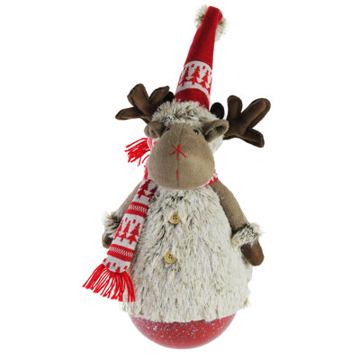 Décoration de Noël 23 po Melvin the Moose avec chapeau et écharpe rouge 23 po