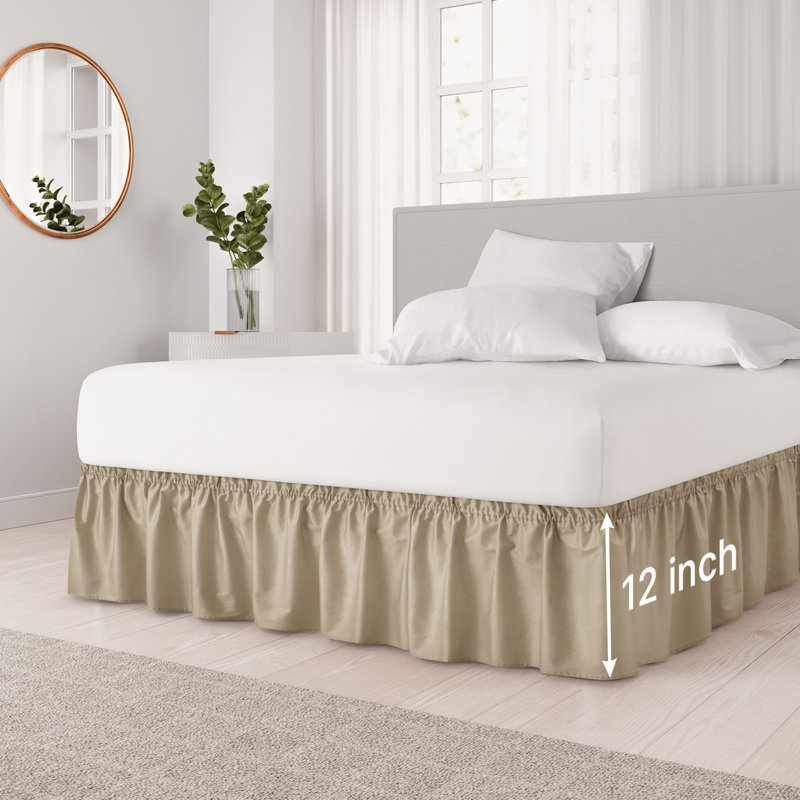 Jupe de lit à volants, Beige, 12", Grand