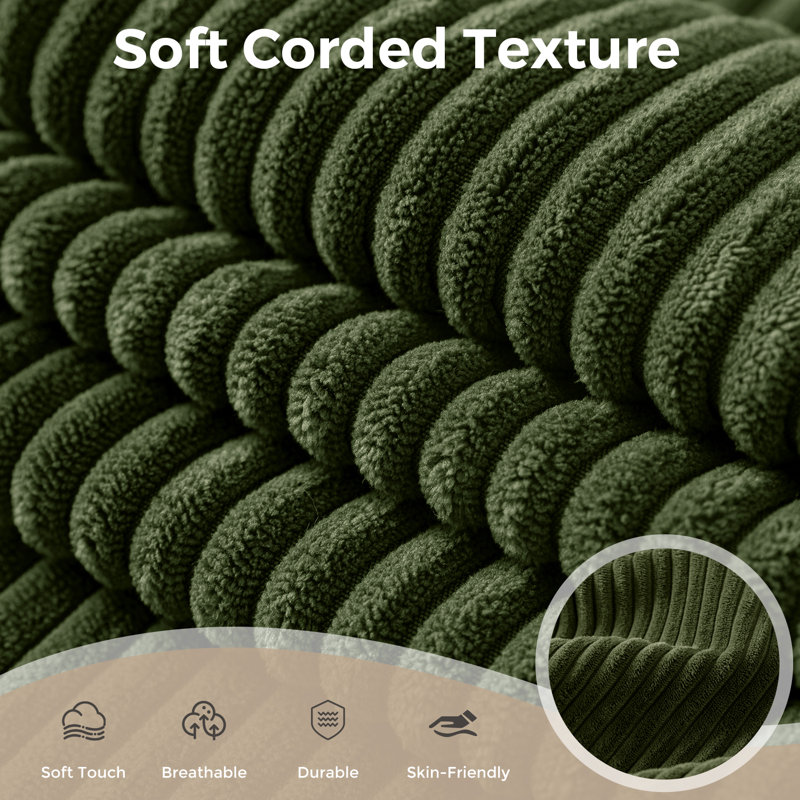 Corduroy Convertible Folding Bean Bag Sofa Bed,Floor Sleeper Couch with Handle, Corduroy Dark Green