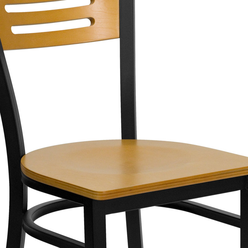 Prompton Slat Back Metal Restaurant Chair, Natural 