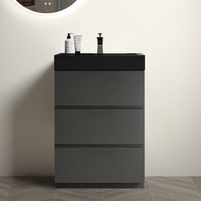 Ensemble de meuble-lavabo simple 24 po avec plateau en mélamine Claretha