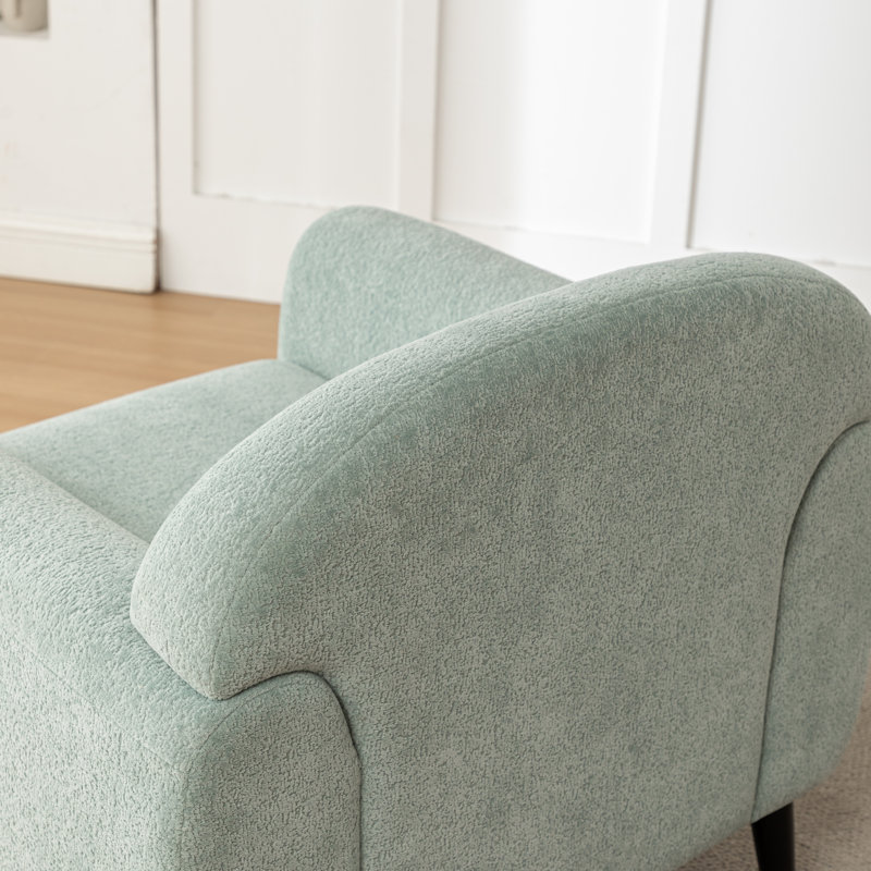Deivi Upholstered Accent Chair with Round Arm, Light Blue Polyester