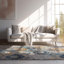 Tapis abstrait bleu / jaune moutarde Kymiere-1795117042