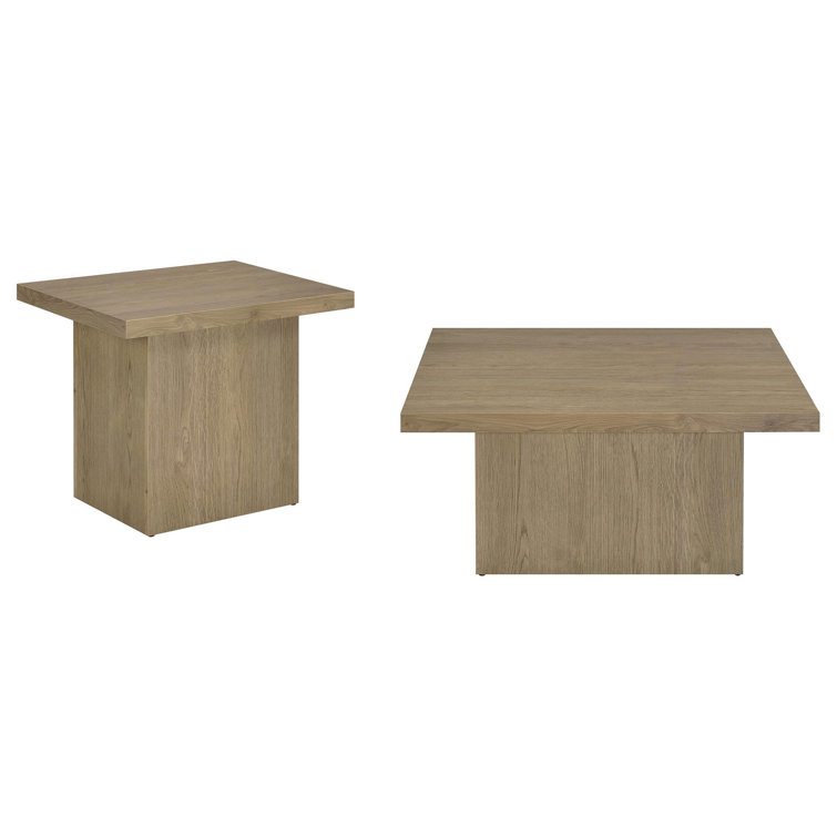 2-piece Square Cocktail Coffee End Table Set, Latte