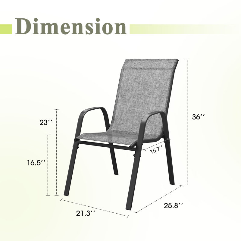 Ensemble de chaises de salle à manger empilables 2 pièces Textilene, Gris