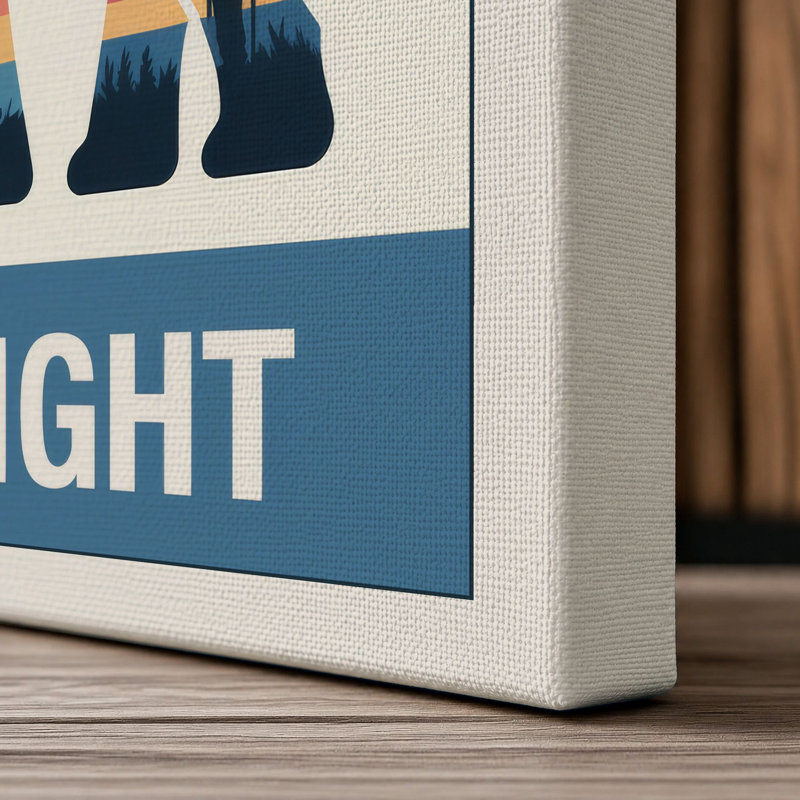 Elephant at Night Minimalist 1 Piece Wrapped Canvas Wall Art, 18x12 - 45.7 x 30.5 cm, Cream Border