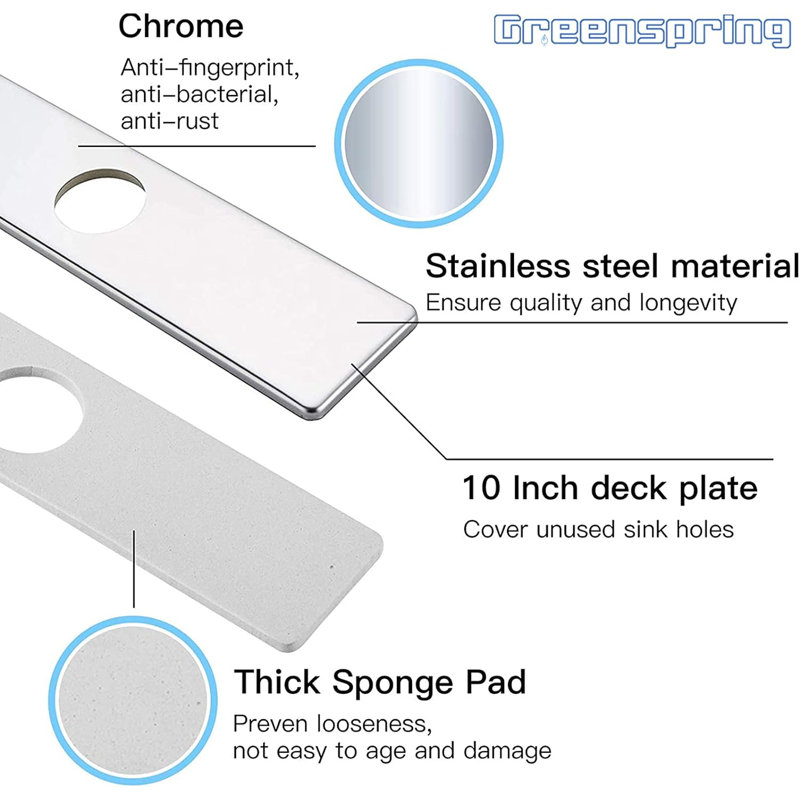 Polished Chrome Stainless Steel 10 Inch Sink Hole Cover Deck Plate