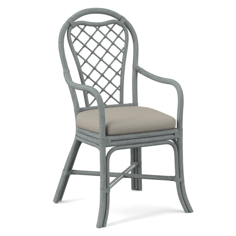 Trellis Dining Arm Chair, White Performance Fabric; 0851-94, Nickel