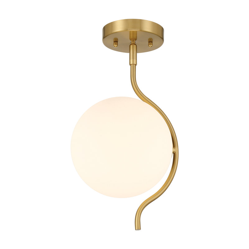 Plafonnier semi-encastré 1 lumière avec verre jade blanc