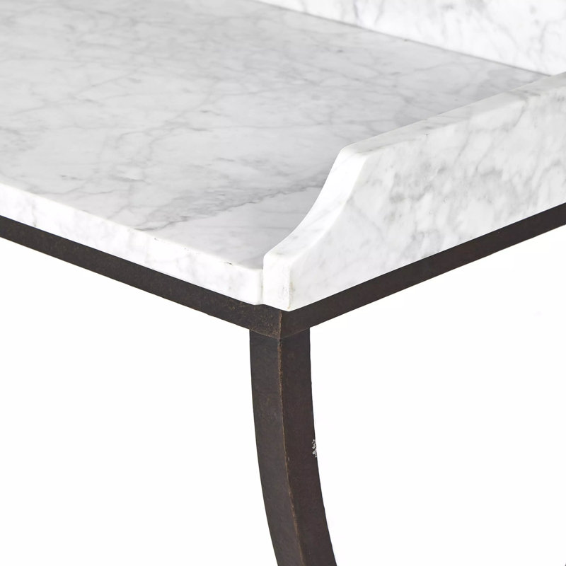 Six Beers 43'' W Console Table, White, Brown