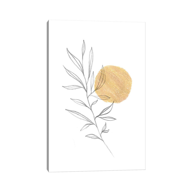 Boho Plant And Sun by Whales Way - Painting on Canvas, 101.6cm H x 66.04cm W x 3.81cm D, Wrapped Canvas