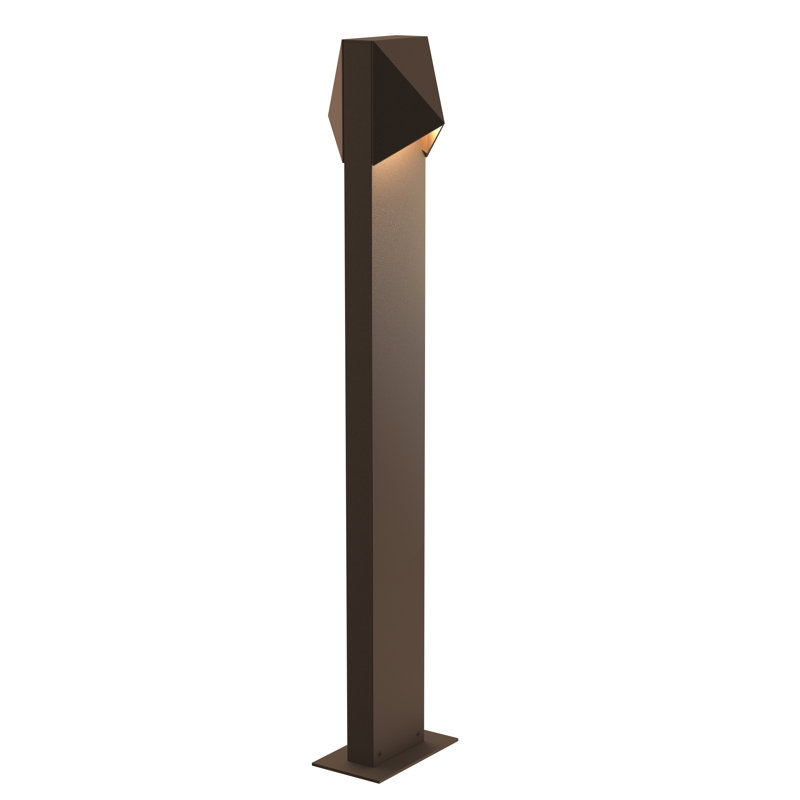 Triform Compact Grey Integrated LED Metal Bollard Light, 28" H x 3.5" W x 5.25" D, Bronze