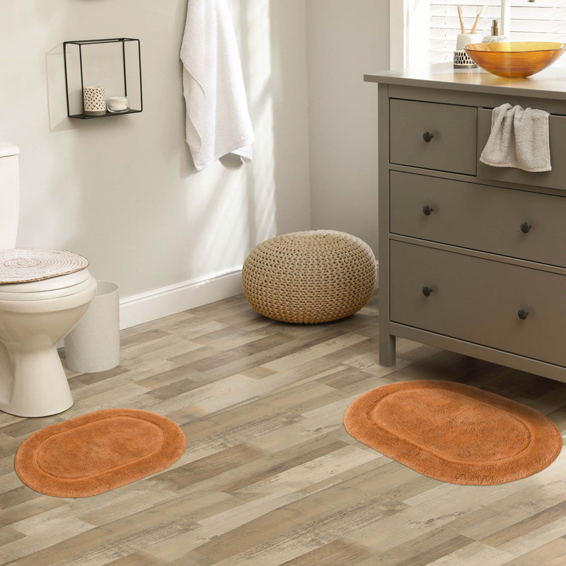 Ensemble de tapis de salle de bain 2 pièces Sandcliff, Brun, ovale