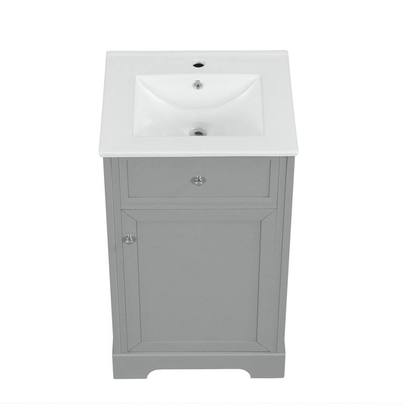 Meuble-lavabo de 20 po avec lavabo en céramique, Gris
