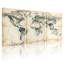 Ensemble de 3 tableaux muraux vintage sur toile représentant une carte du monde-19872939