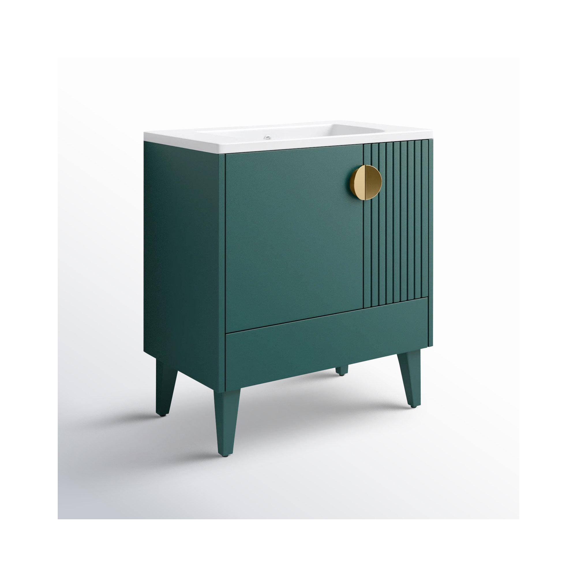Saimah 30'' Single Bathroom Vanity, Green, Satin Brass
