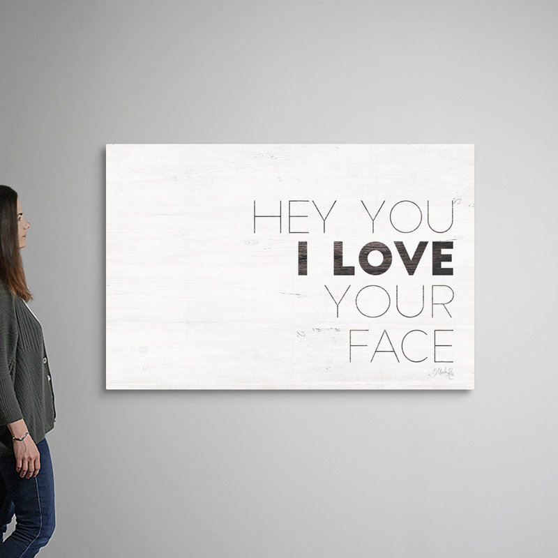 «Hey you» par Marla Rae - Art textuel sur toile, H 40 po x l 60 po x P 1,25 po, Toile tendue